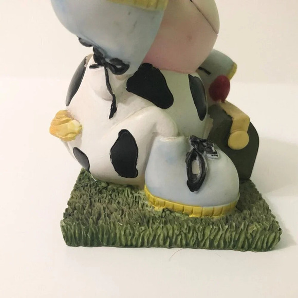 Vintage  Cow With Butterfly Coin Bank Resin Figure 4 Inch Tall - Picture 13 of 15